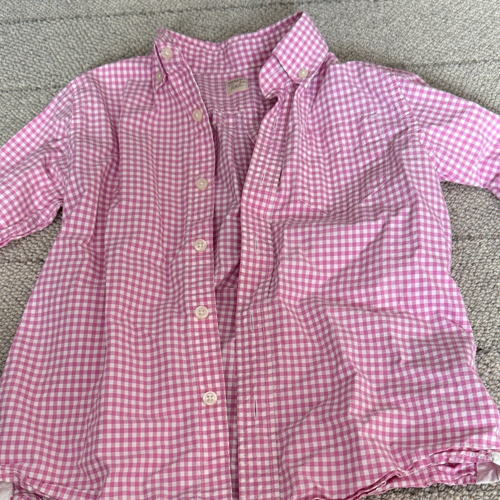 Crewcuts Pink Checkered Kids Button Down Shirt-boys size 4/5